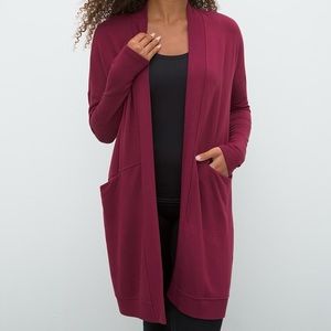 Soma Intimates WKND Soft Brushed Terry Cardigan Burgundy Red Size Medium NWT